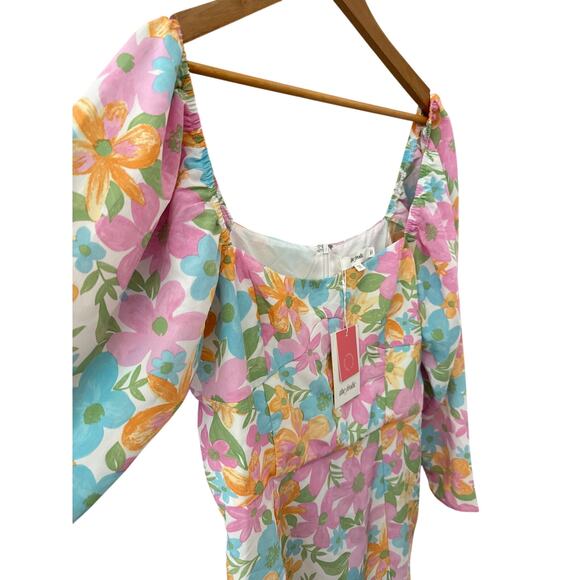 The Frolic Floral Print Square Neck Mini Dress Multi Size 10 - Picture 7 of 9